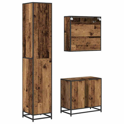 Badezimmermöbel-Set 3 stk. Altholz 65 x 33 x 60 cm