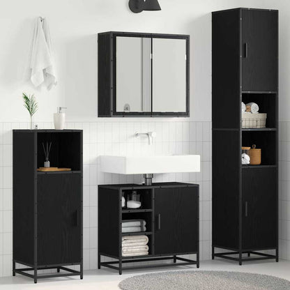 Badezimmermöbel-Set 3 Stk. Schwarz Eichen-Optik Holzwerkstoff