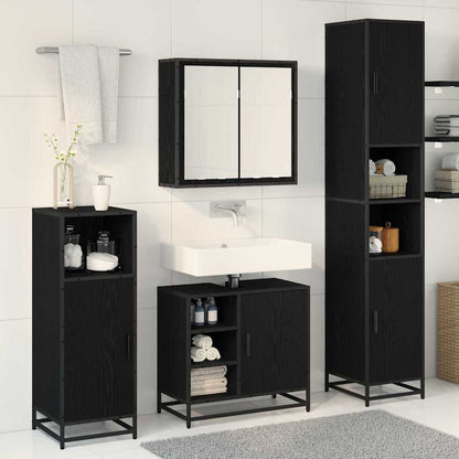 Badezimmermöbel-Set 3 Stk. Schwarz Eichen-Optik Holzwerkstoff