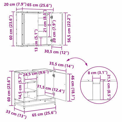 Badezimmermöbel-Set 3 Stk. Schwarz Eichen-Optik Holzwerkstoff