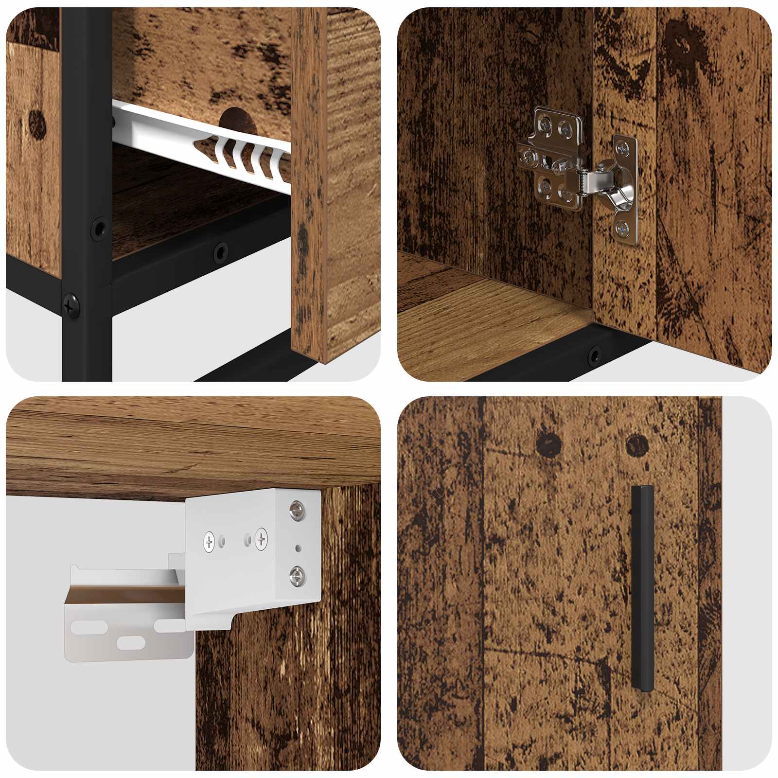 Badezimmermöbel-Set 3 stk. Altholz 65 x 33 x 60 cm