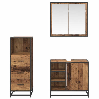 Badezimmermöbel-Set 3 stk. Altholz 65 x 33 x 60 cm
