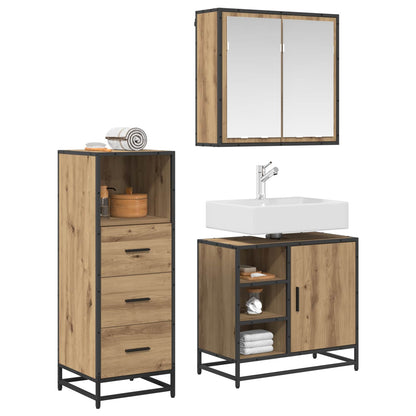 Badezimmermöbel-Set 3 stk. Artisan-Eiche 65 x 33 x 60 cm