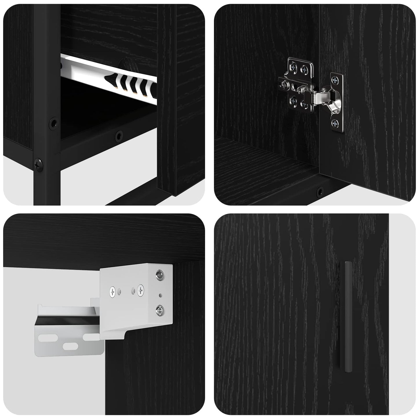 Badezimmermöbel-Set 3 stk. Schwarz Eichen-Optik 65 x 33 x 60 cm