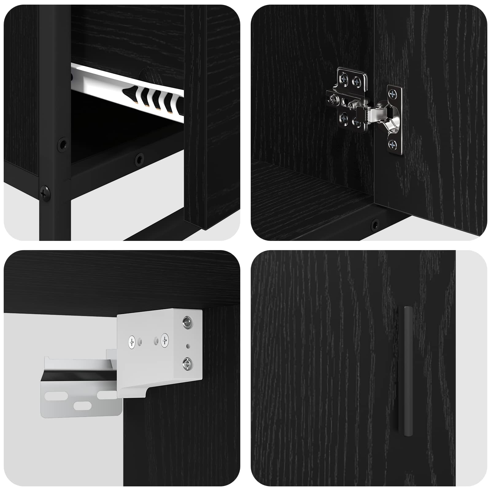 Badezimmermöbel-Set 3 stk. Schwarz Eichen-Optik 65 x 33 x 60 cm