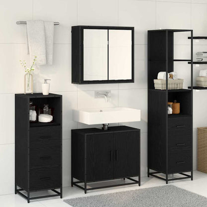 Badezimmermöbel-Set 4 Stk. Schwarz Eichen-Optik Holzwerkstoff