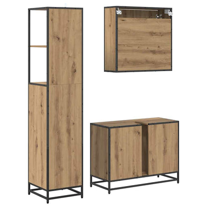 Badezimmermöbel-Set 3 stk. Artisan-Eiche 80 x 33 x 60 cm