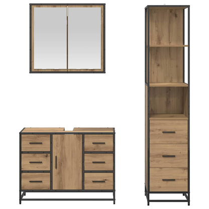 Badezimmermöbel-Set 3 stk. Artisan-Eiche 80 x 33 x 60 cm
