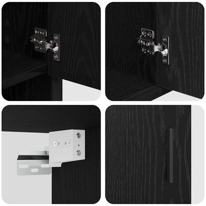 Badezimmermöbel-Set 3 stk. Schwarz Eichen-Optik