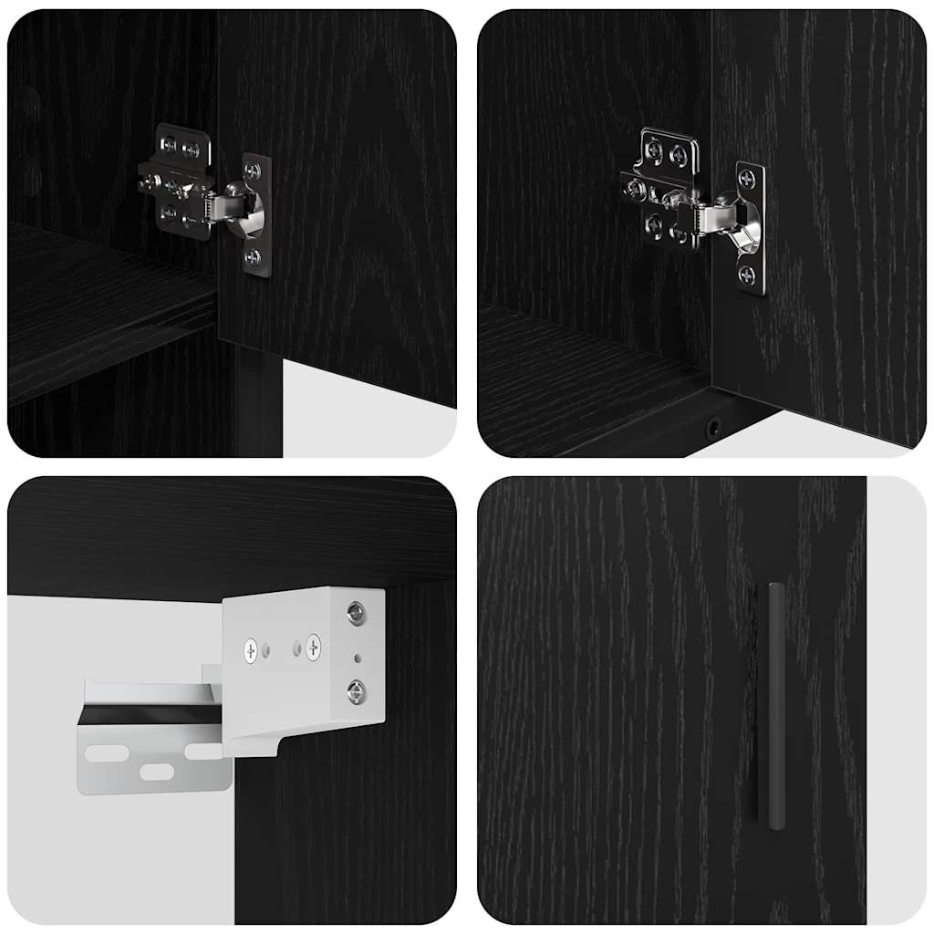 Badezimmermöbel-Set 3 stk. Schwarz Eichen-Optik