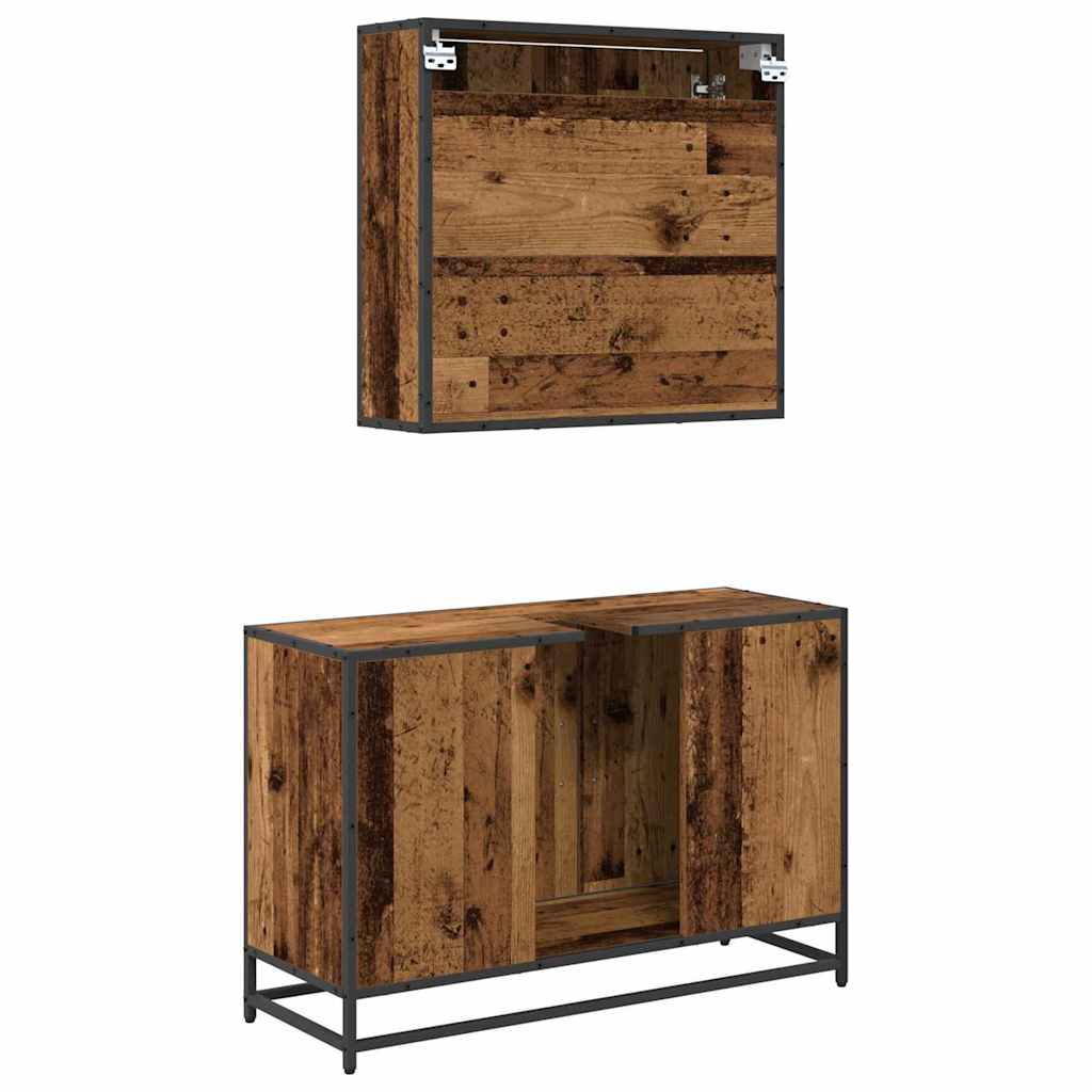 Badezimmermöbel-Set mit Regal 2 pcs Altholz Holzwerkstoff