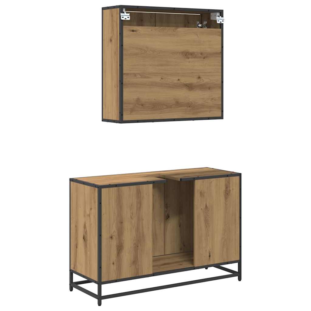 Badezimmermöbel-Set mit Regal 2 pcs Artisan-Eiche Holzwerkstoff