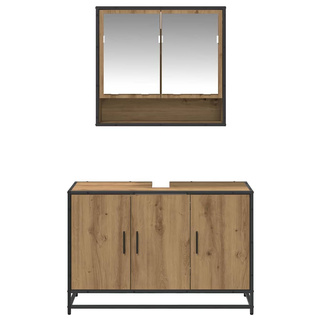 Badezimmermöbel-Set mit Regal 2 pcs Artisan-Eiche Holzwerkstoff