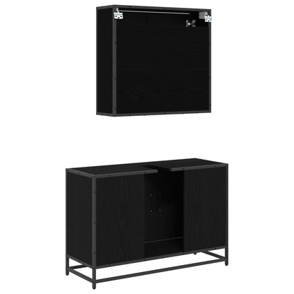 Badezimmermöbel-Set 2 stk. Schwarz Eichen-Optik 90 x 33 x 60 cm