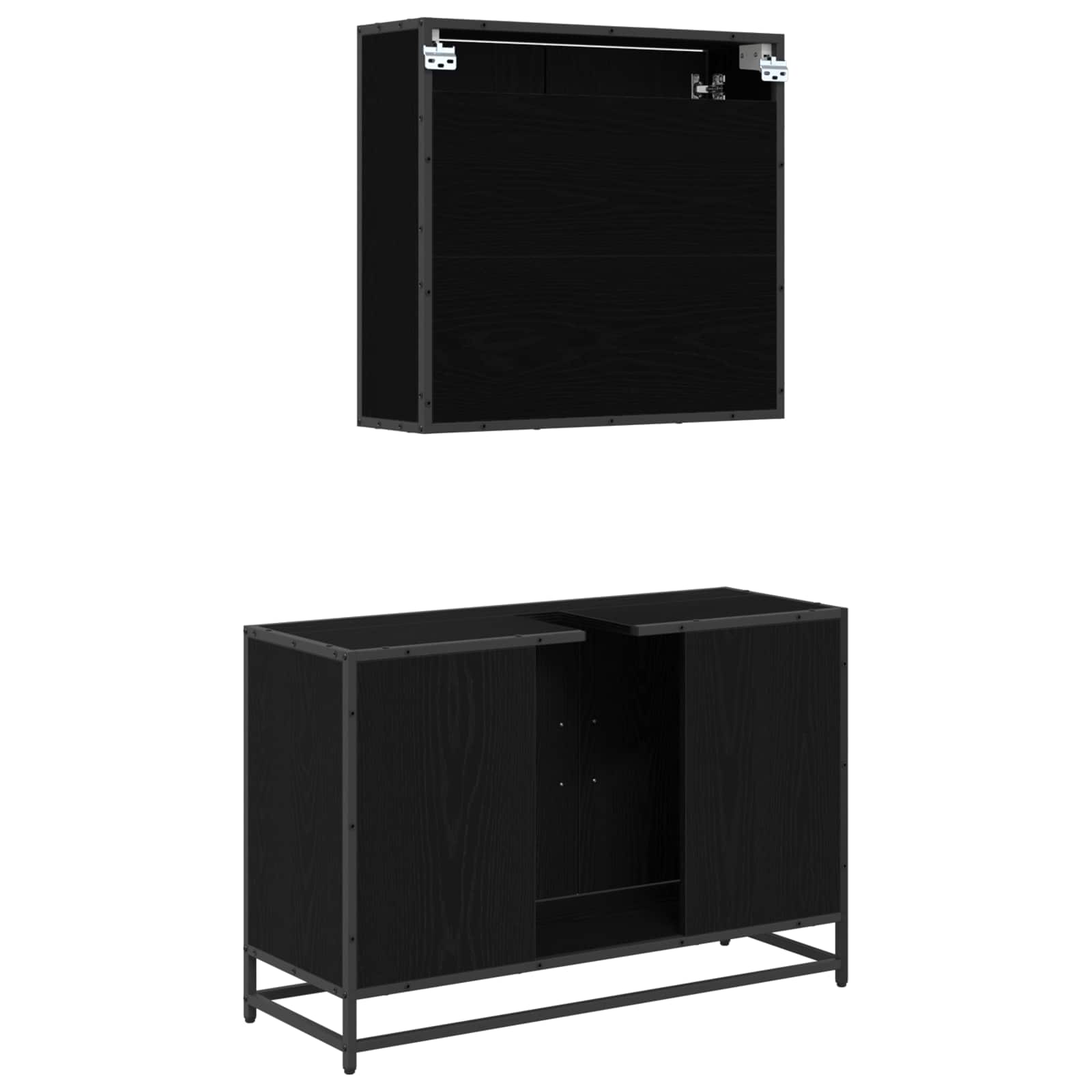 Badezimmermöbel-Set 2 stk. Schwarz Eichen-Optik 90 x 33 x 60 cm