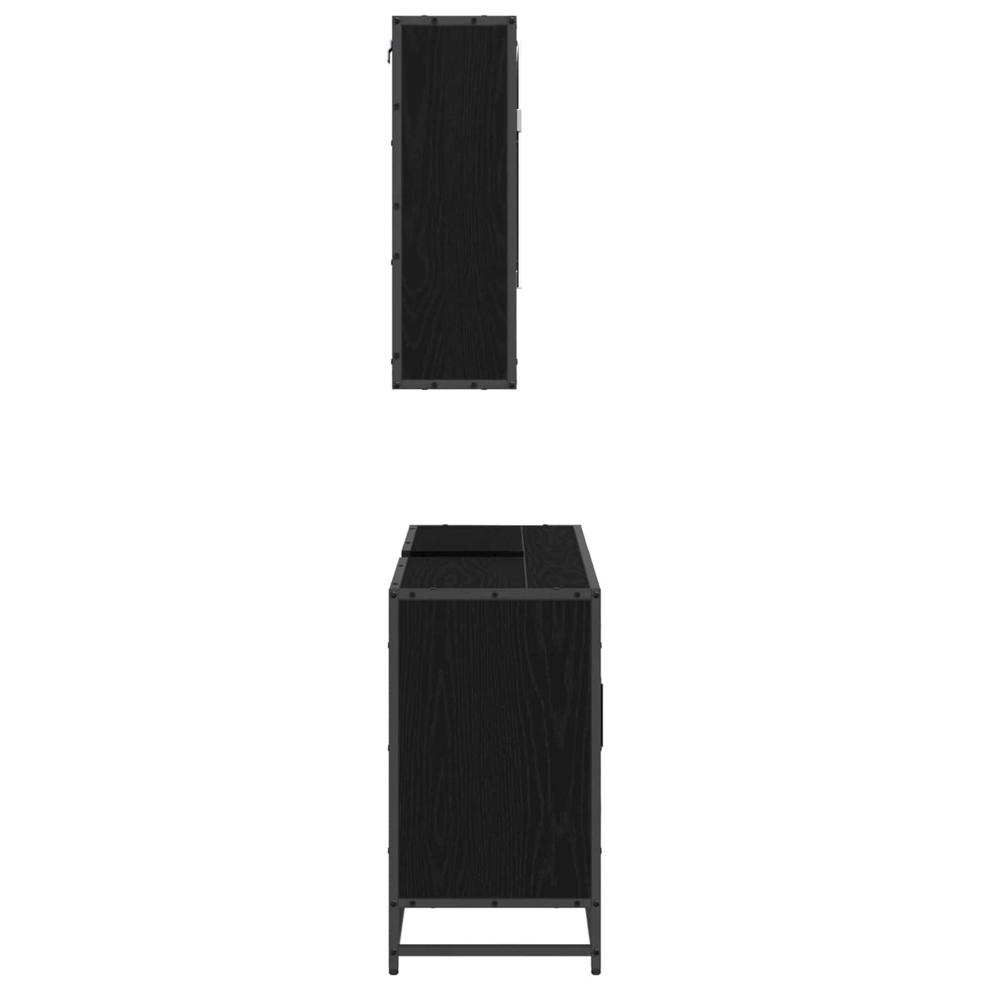 Badezimmermöbel-Set 2 stk. Schwarz Eichen-Optik 90 x 33 x 60 cm