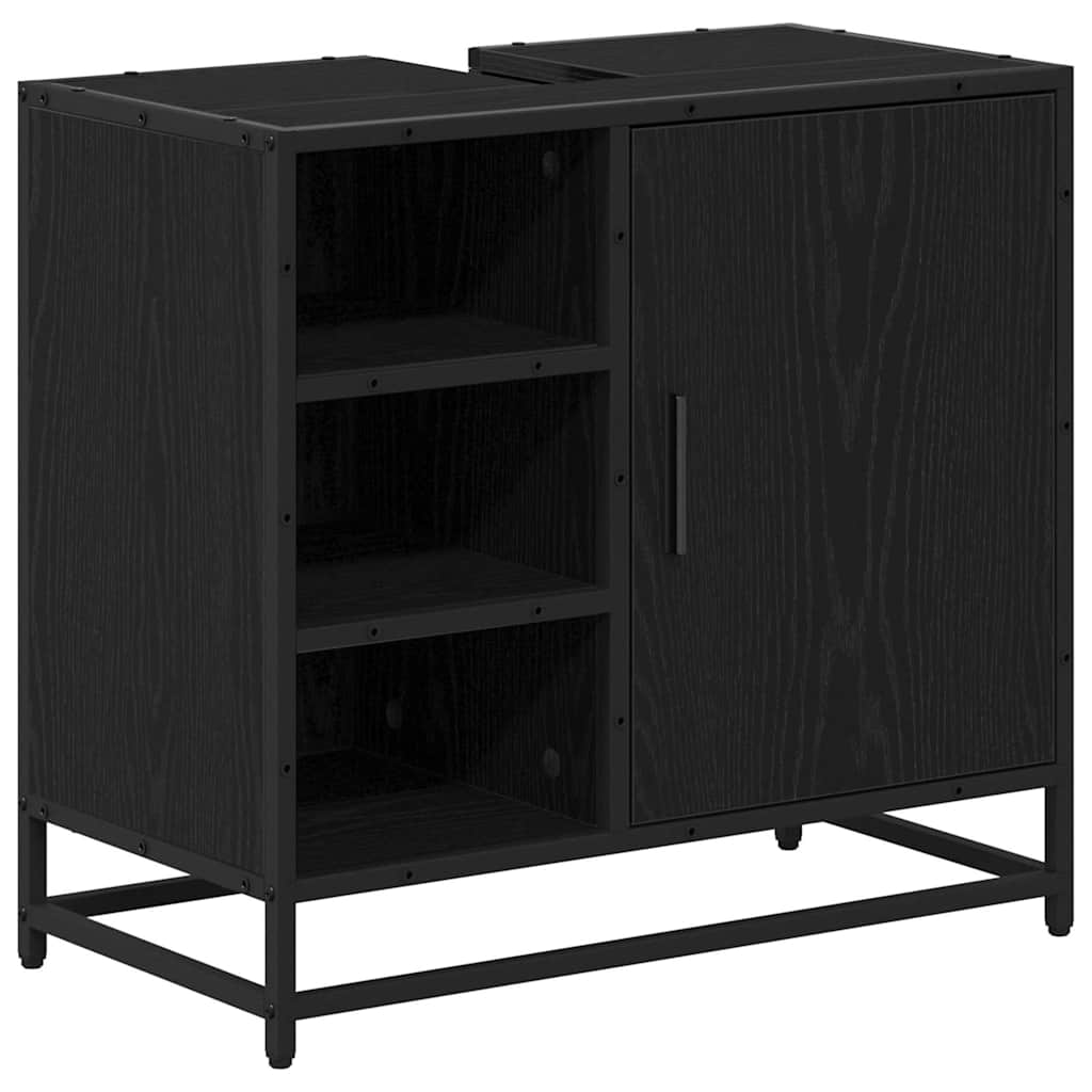 Badezimmermöbel-Set 4 stk. Schwarz Eichen-Optik