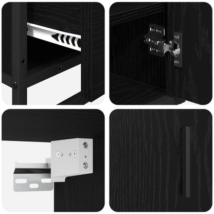 Badezimmermöbel-Set 3 stk. Schwarz Eichen-Optik 65 x 33 x 60 cm
