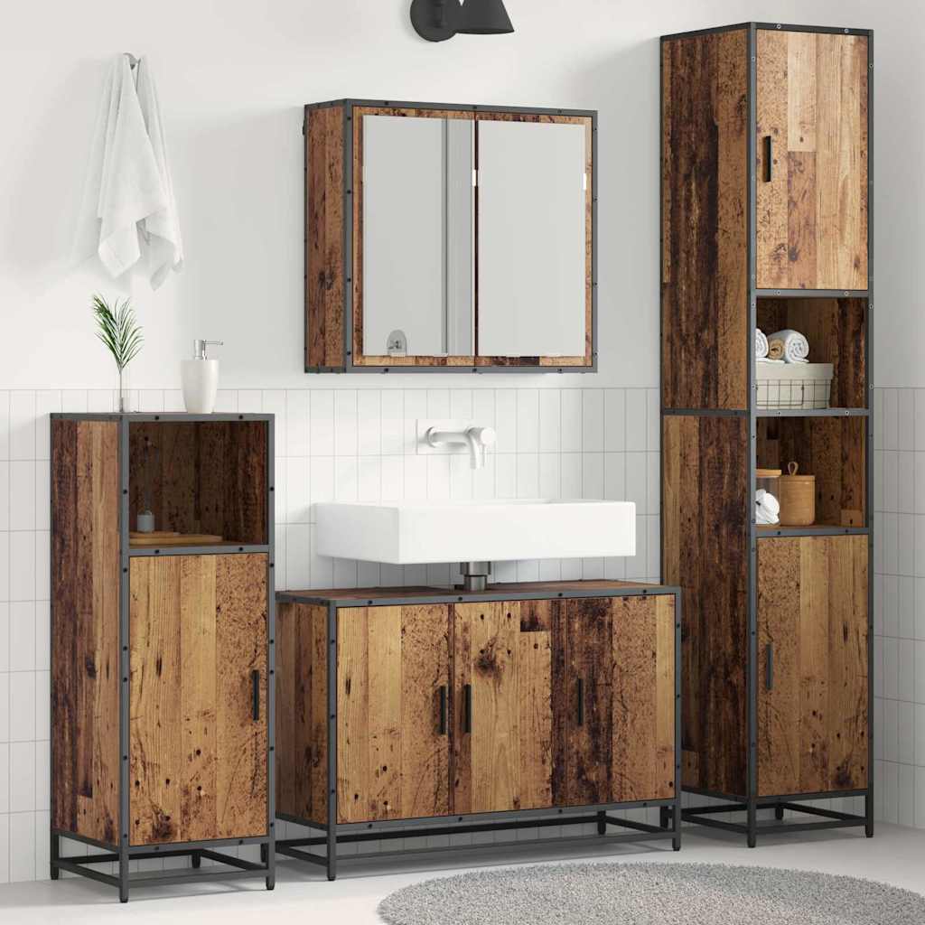 Badezimmermöbel-Set mit Regal 3 pcs Altholz Holzwerkstoff