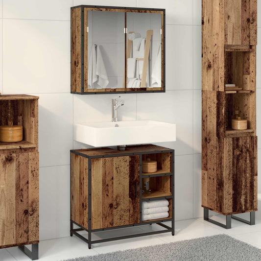 Badezimmermöbel-Set 2 stk. Altholz 65 x 33 x 60 cm