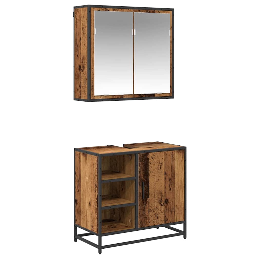 Badezimmermöbel-Set 2 stk. Altholz 65 x 33 x 60 cm