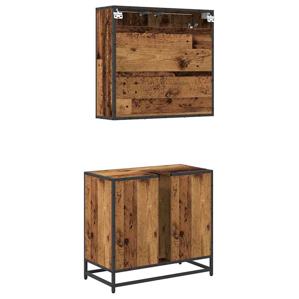 Badezimmermöbel-Set 2 stk. Altholz 65 x 33 x 60 cm