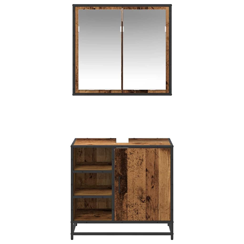 Badezimmermöbel-Set 2 stk. Altholz 65 x 33 x 60 cm