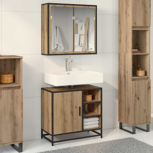 Badezimmermöbel-Set 2 stk. Artisan-Eiche 65 x 33 x 60 cm