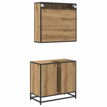 Badezimmermöbel-Set 2 stk. Artisan-Eiche 65 x 33 x 60 cm