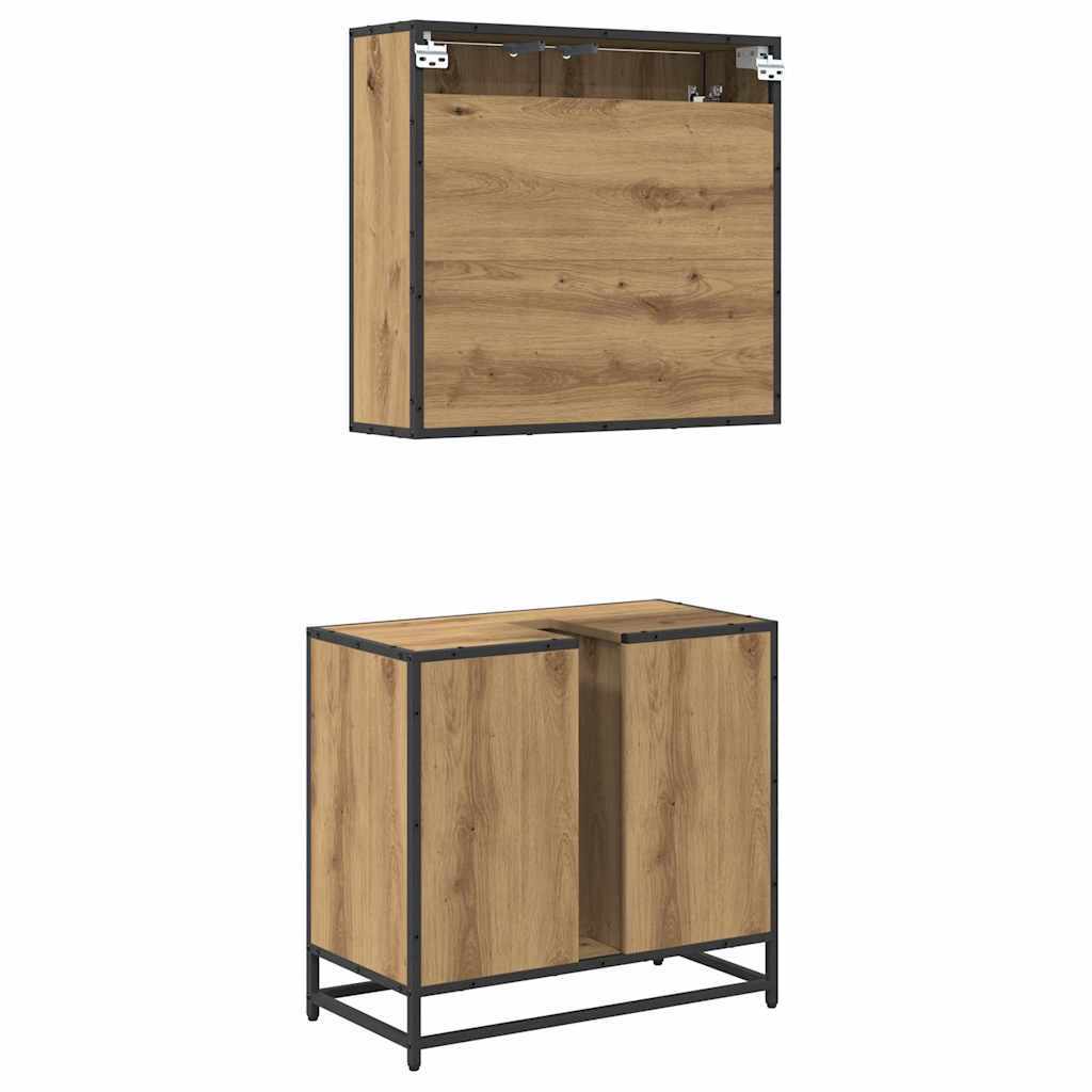 Badezimmermöbel-Set 2 stk. Artisan-Eiche 65 x 33 x 60 cm