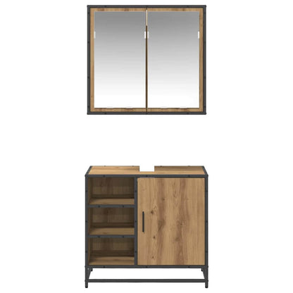 Badezimmermöbel-Set 2 stk. Artisan-Eiche 65 x 33 x 60 cm