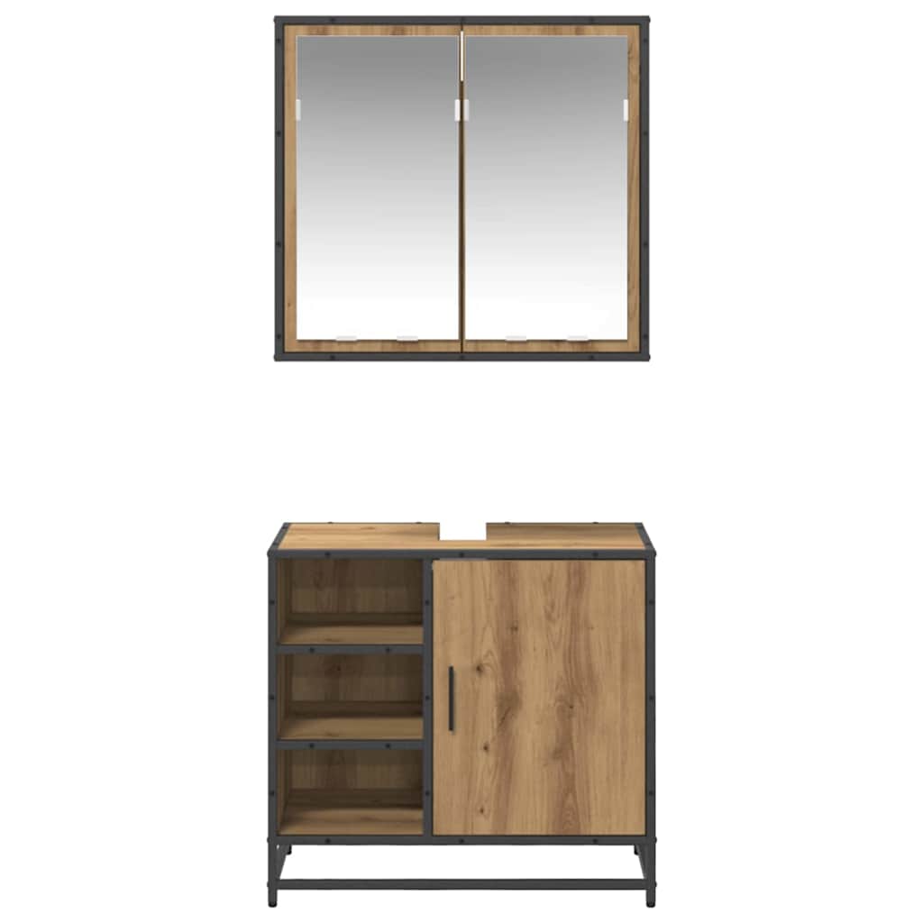 Badezimmermöbel-Set 2 stk. Artisan-Eiche 65 x 33 x 60 cm