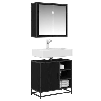 Badezimmermöbel-Set 2 stk. Schwarz Eichen-Optik 65 x 33 x 60 cm