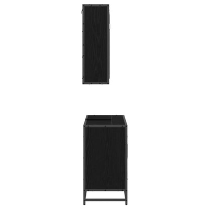 Badezimmermöbel-Set 2 stk. Schwarz Eichen-Optik 65 x 33 x 60 cm