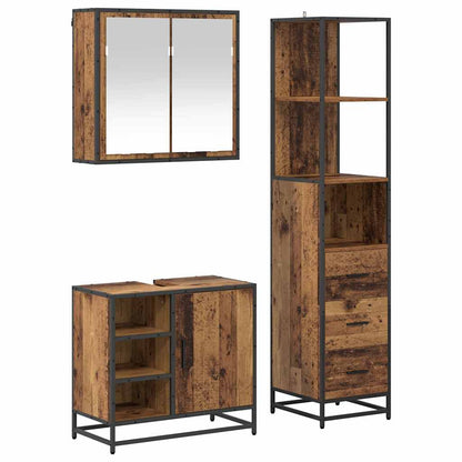 Badezimmermöbel-Set 3 stk. Altholz 65 x 33 x 60 cm