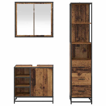 Badezimmermöbel-Set 3 stk. Altholz 65 x 33 x 60 cm