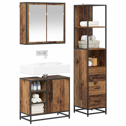 Badezimmermöbel-Set 3 stk. Altholz 65 x 33 x 60 cm