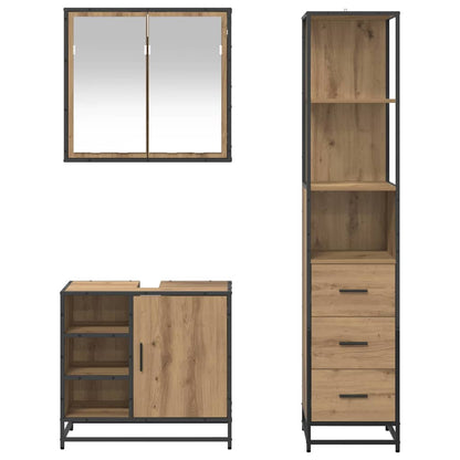 Badezimmermöbel-Set 3 stk. Artisan-Eiche 65 x 33 x 60 cm