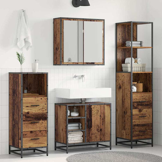 Badezimmermöbel-Set 4 stk. Altholz 65 x 33 x 60 cm