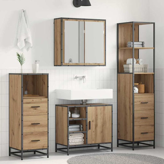 Badezimmermöbel-Set 4 stk. Artisan-Eiche 65 x 33 x 60 cm