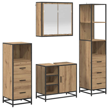 Badezimmermöbel-Set 4 stk. Artisan-Eiche 65 x 33 x 60 cm