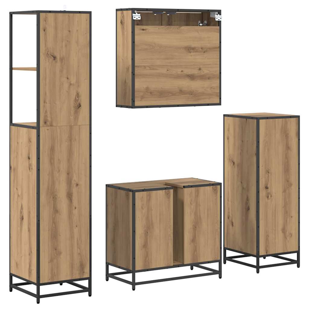 Badezimmermöbel-Set 4 Stk. Artisan-Eiche 65 x 33 x 60 cm