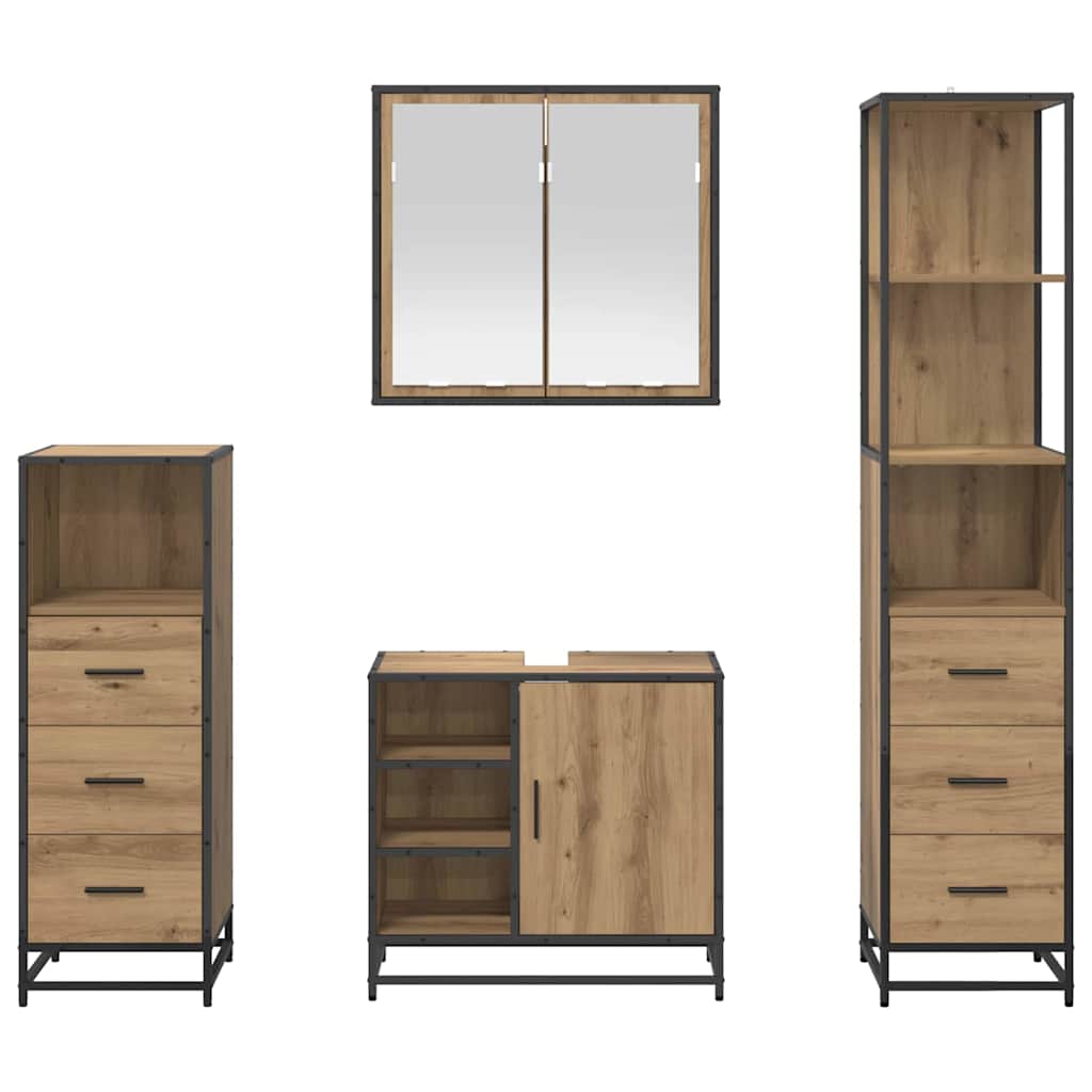 Badezimmermöbel-Set 4 Stk. Artisan-Eiche 65 x 33 x 60 cm