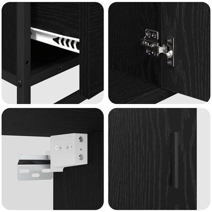 Badezimmermöbel-Set 4 stk. Schwarz Eichen-Optik 65 x 33 x 60 cm