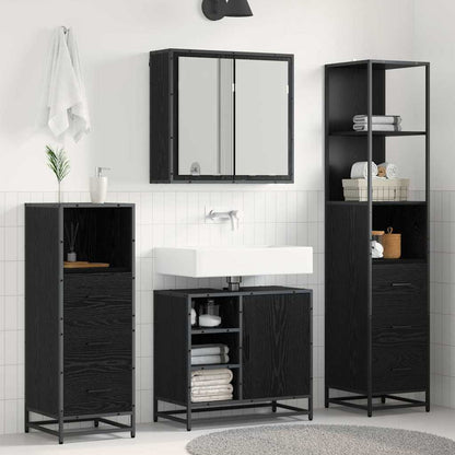 Badezimmermöbel-Set 4 stk. Schwarz Eichen-Optik 65 x 33 x 60 cm