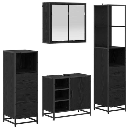 Badezimmermöbel-Set 4 stk. Schwarz Eichen-Optik 65 x 33 x 60 cm