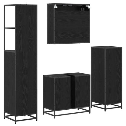 Badezimmermöbel-Set 4 stk. Schwarz Eichen-Optik 65 x 33 x 60 cm