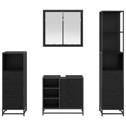 Badezimmermöbel-Set 4 stk. Schwarz Eichen-Optik 65 x 33 x 60 cm