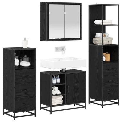 Badezimmermöbel-Set 4 stk. Schwarz Eichen-Optik 65 x 33 x 60 cm