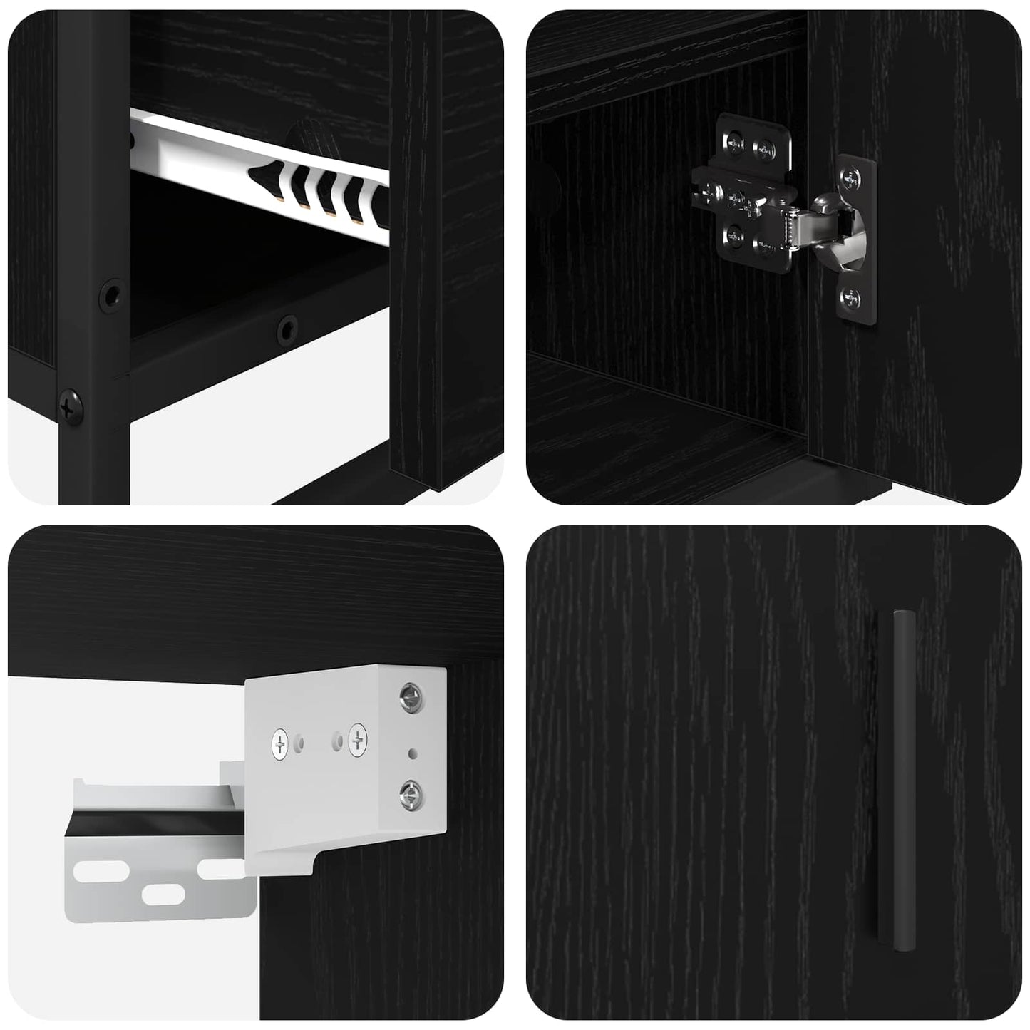 Badezimmermöbel-Set 3 stk. Schwarz Eichen-Optik 80 x 33 x 60 cm